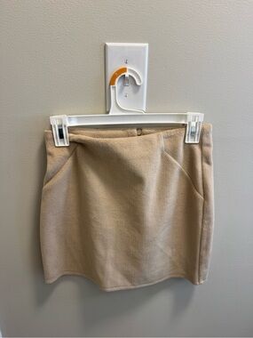 Primark Beige Mini Skirt - Neutral Fleece Panel